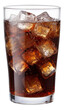 Cola glass with ice cubes isolated.