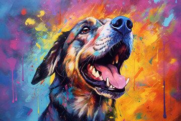 Wall Mural - Vibrant and bright and colorful animal portrait poster. AI generated