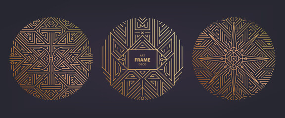 vector set of art deco frames, adges, abstract geometric design templates for luxury products. linea