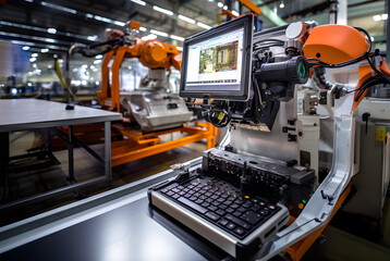 Wall Mural - futuristic efficient smart automation robot revolution production replace human ai-power learning te