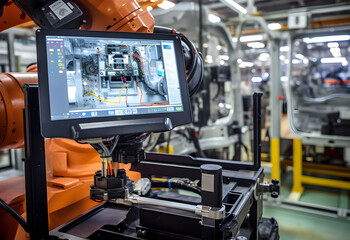 Wall Mural - futuristic efficient smart automation robot revolution production replace human ai-power learning te