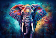 Vibrant And Bright And Colorful Animal Portrait Poster. AI Generated