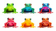 © kichigin19 - a set of colorful frogs on a white background. Generative AI