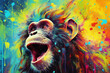 Vibrant and bright and colorful animal portrait poster. AI generated