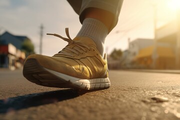 Poster - legs of a running man in sneakers. generated by AI.