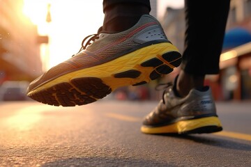 Poster - legs of a running man in sneakers. generated by AI.