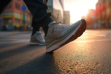 Poster - legs of a running man in sneakers. generated by AI.