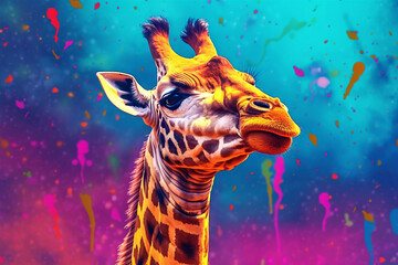 Wall Mural - Vibrant and bright and colorful animal portrait poster.  