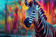 Vibrant And Bright And Colorful Animal Portrait Poster. AI Generated