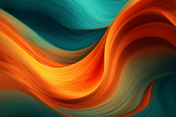 Abstract Organic Teal And Orange Colored lines. AI generated.