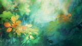 Fototapeta Pokój dzieciecy - green watercolor foliage abstract background.  Generative AI. spring eco nature
