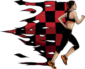 Sticker - Vector Illustration of woman Runner on white background