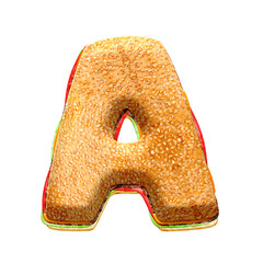 Poster - Burger 3D alphabet letters. This is a part of a set which also includes numbers, punctuation marks, symbols, and shapes