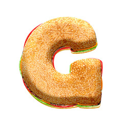 Poster - Burger 3D alphabet letters. This is a part of a set which also includes numbers, punctuation marks, symbols, and shapes