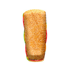 Poster - Burger 3D alphabet letters. This is a part of a set which also includes numbers, punctuation marks, symbols, and shapes