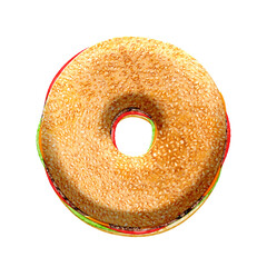 Poster - Burger 3D alphabet letters. This is a part of a set which also includes numbers, punctuation marks, symbols, and shapes