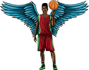 Canvas Print - vector illustration of Basketball player with wing