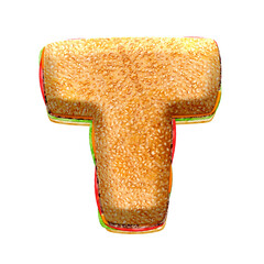 Poster - Burger 3D alphabet letters. This is a part of a set which also includes numbers, punctuation marks, symbols, and shapes