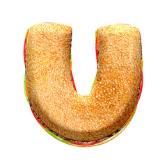 Poster - Burger 3D alphabet letters. This is a part of a set which also includes numbers, punctuation marks, symbols, and shapes