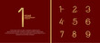 © dharmArt - set of anniversary logo gold color on red background for celebration moment