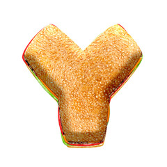 Poster - Burger 3D alphabet letters. This is a part of a set which also includes numbers, punctuation marks, symbols, and shapes
