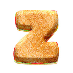 Poster - Burger 3D alphabet letters. This is a part of a set which also includes numbers, punctuation marks, symbols, and shapes