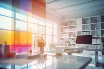 Poster - White Modern Office Interior extreme closeup. Generative AI