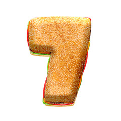 Poster - Burger 3D alphabet numbers from 0 to 9. This is a part of a set which also includes letters, punctuation marks, symbols, and shapes. Isolated with transparent background.