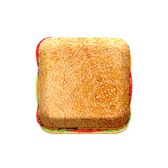Poster - Burger 3D square rectangle shape. This is a part of a set which also includes letters, numbers, symbols, and frames. Isolated with transparent background