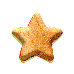 Poster - Burger 3D star shape. This is a part of a set which also includes letters, numbers, symbols, and frames. Isolated with transparent background