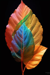 Leinwandbilder -  A series of abstract photographs of leaves taken in different seasons, showcasing the transformation and cycle of life through unique compositions and lighting.  Generative AI technology.