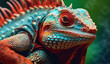 Vivid Iguana Close-Up Portrait Photo