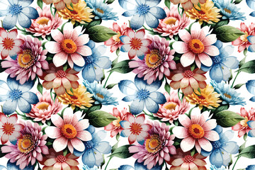 Floral shape watercolor seamless pattern.