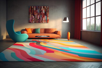 Aufkleber - A geometric-inspired rug with a bold and eye-catching pattern, instantly transforming a room with its modern and stylish design. Generative AI technology.