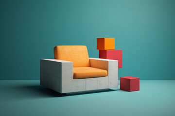 Aufkleber - A collection of geometric-inspired furniture, with clean lines and minimalist designs, offering both functionality and aesthetic appeal.  Generative AI technology.