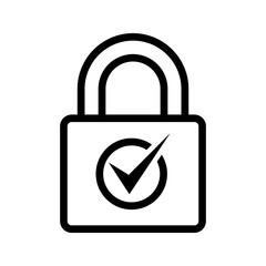 illustration of security access, padlock with checkmark icon vector