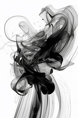 Aufkleber - abstract ink drawings showcasing the artist's exploration of line, form, and movement, capturing a sense of spontaneity and fluidity.  Generative AI technology.