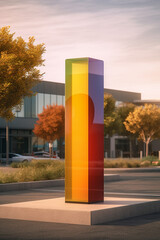 Poster - A minimalistic outdoor sculpture or installation artwork placed in a public space, inviting interaction and contemplation.  Generative AI technology.
