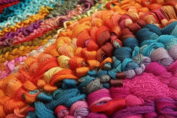 Aufkleber - A mixed media art fiber art piece that combines traditional textile techniques such as weaving,  Generative AI technology.