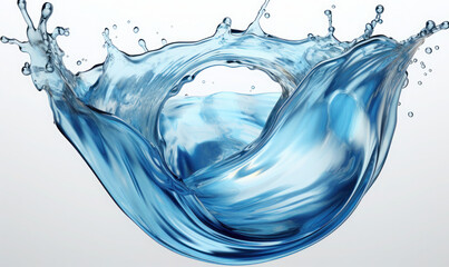 3D illustration of a sphere-shaped splash of water liquid on a white background