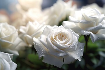 Poster - bouquet of white roses. generated by AI.