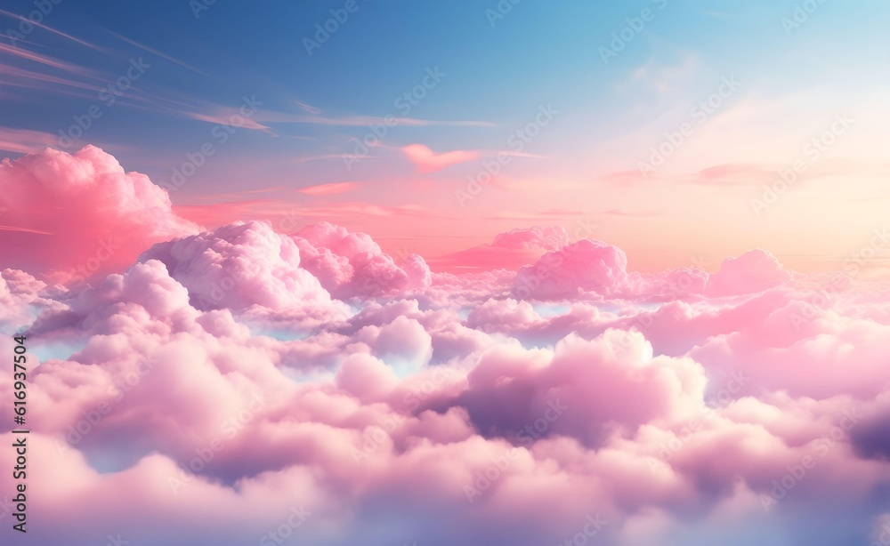 Pink clouds in the sky stage fluffy cotton candy dream fantasy soft ...
