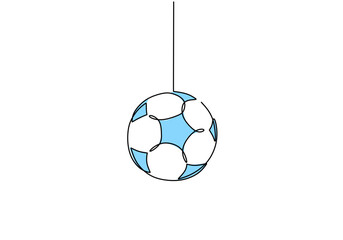 Wall Mural - Soccer Ball One Line Drawing: Continuous Hand Drawn Sport Theme Object