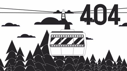 Fototapete - cable car clouds bw 404 animation. ropeway. empty state 4k video concept, alpha channel transparency
