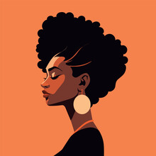 Black Woman Modern Icon Avatar. African Woman Design. Abstract Contemporary Poster. Wall Art Design. Vector Stock