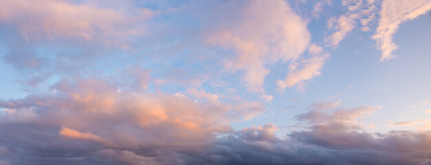 Wall Mural - evening sky with a romantic mood and pink-tinged clouds