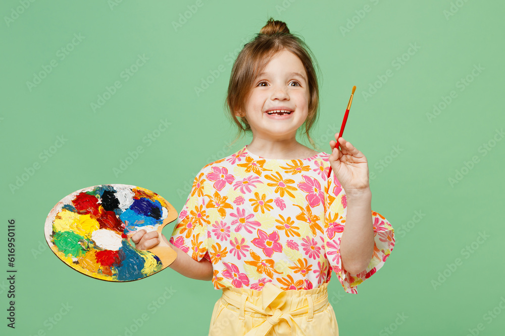 Little insighted child kid girl 6-7 years old wear casual clothes have ...