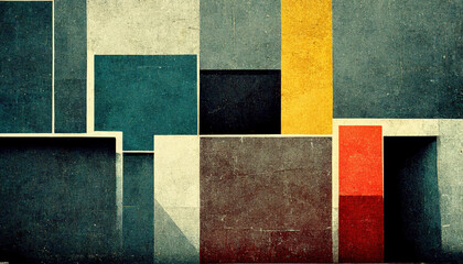 Wall Mural - Abstract Bauhaus style background. Trendy aesthetic Bauhaus architecture design. Digital art. Generative AI.