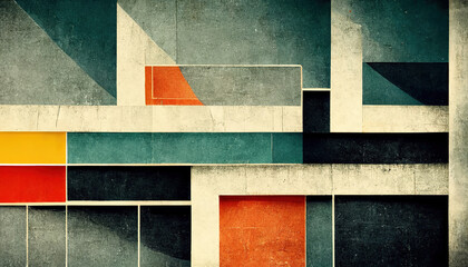 Wall Mural - abstract bauhaus style background. trendy aesthetic bauhaus architecture design. digital art. genera
