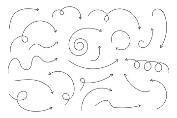 Wall Mural - curved thin arrows. set of vector hand drawn arrows. collection of pointers.